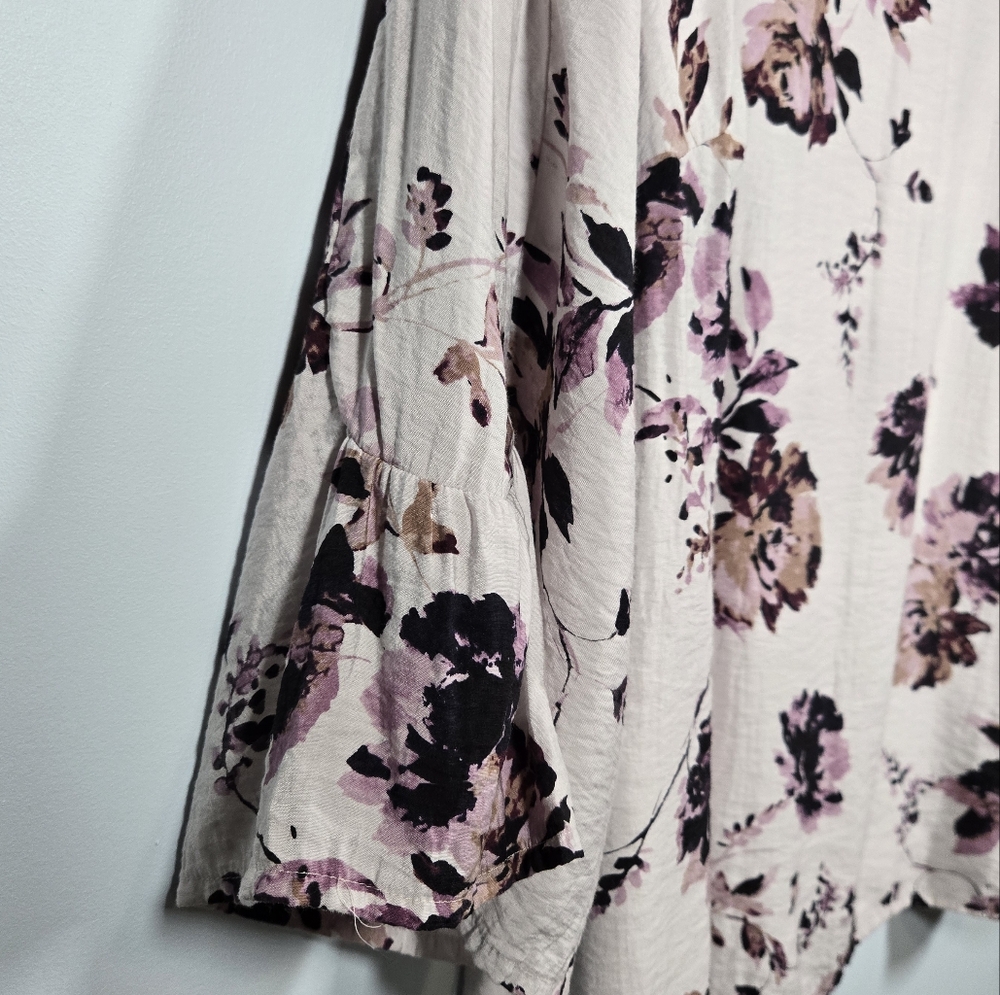 J Jill Purple‎ Floral Print Blouse Flowy Top Size XL Three Quarter Length Sleeve - Picture 4 of 11